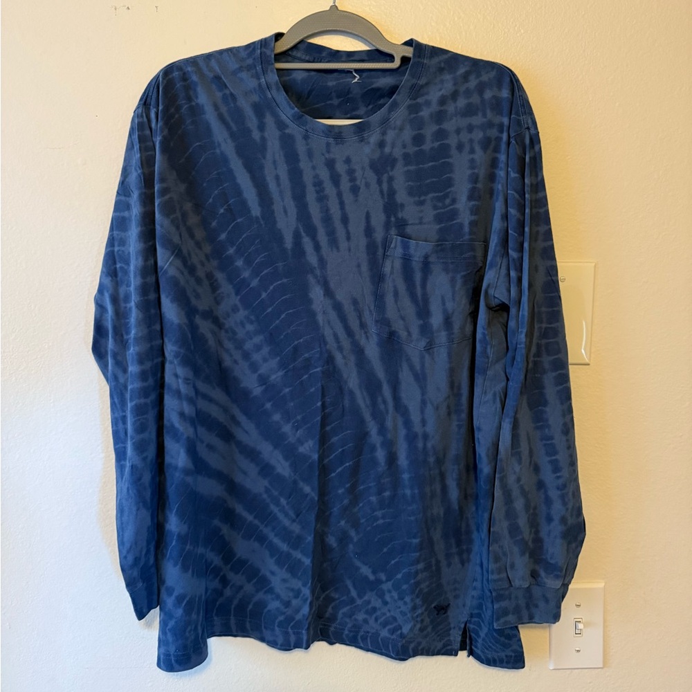 PINK Blue Tie-Dye Long Sleeve Shirt